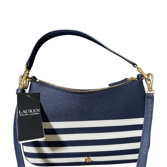 Lauren Ralph Lauren Blue and Cream Shoulder Bag - Picture 8 of 8
